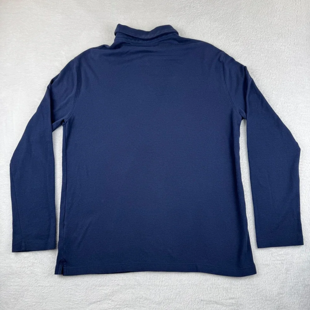 Banana Republic Polo Shirt Mens Large Navy Blue Long Sleeve Cotton Jersey